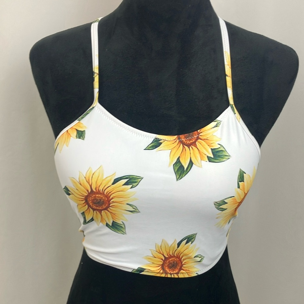 Zaful Sunflower Print Tankini Swim Top Women’s Size Small